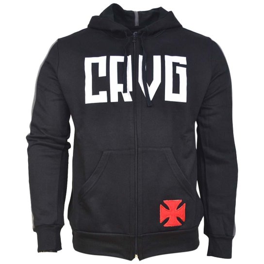 Jaqueta Spr Vasco Moletom Felpado Canguru Masculino - Preto+Cinza Menor preço em Jaqueta Spr Vasco Moletom Felpado Canguru Masculino - Preto+Cinza