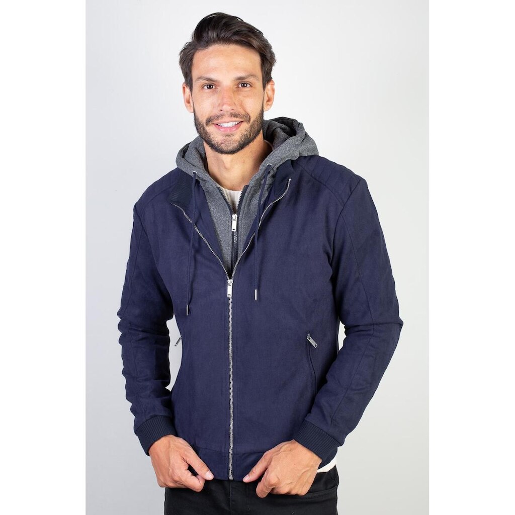Jaqueta suede capuz e gola moletom removível 91391