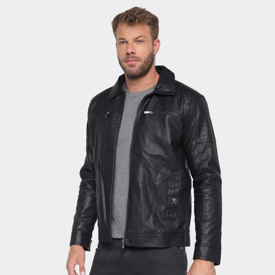 Jaqueta The Style Box PU Com Forro Peluciado Masculina - Preto Menor preço em Jaqueta The Style Box PU Com Forro Peluciado Masculina - Preto