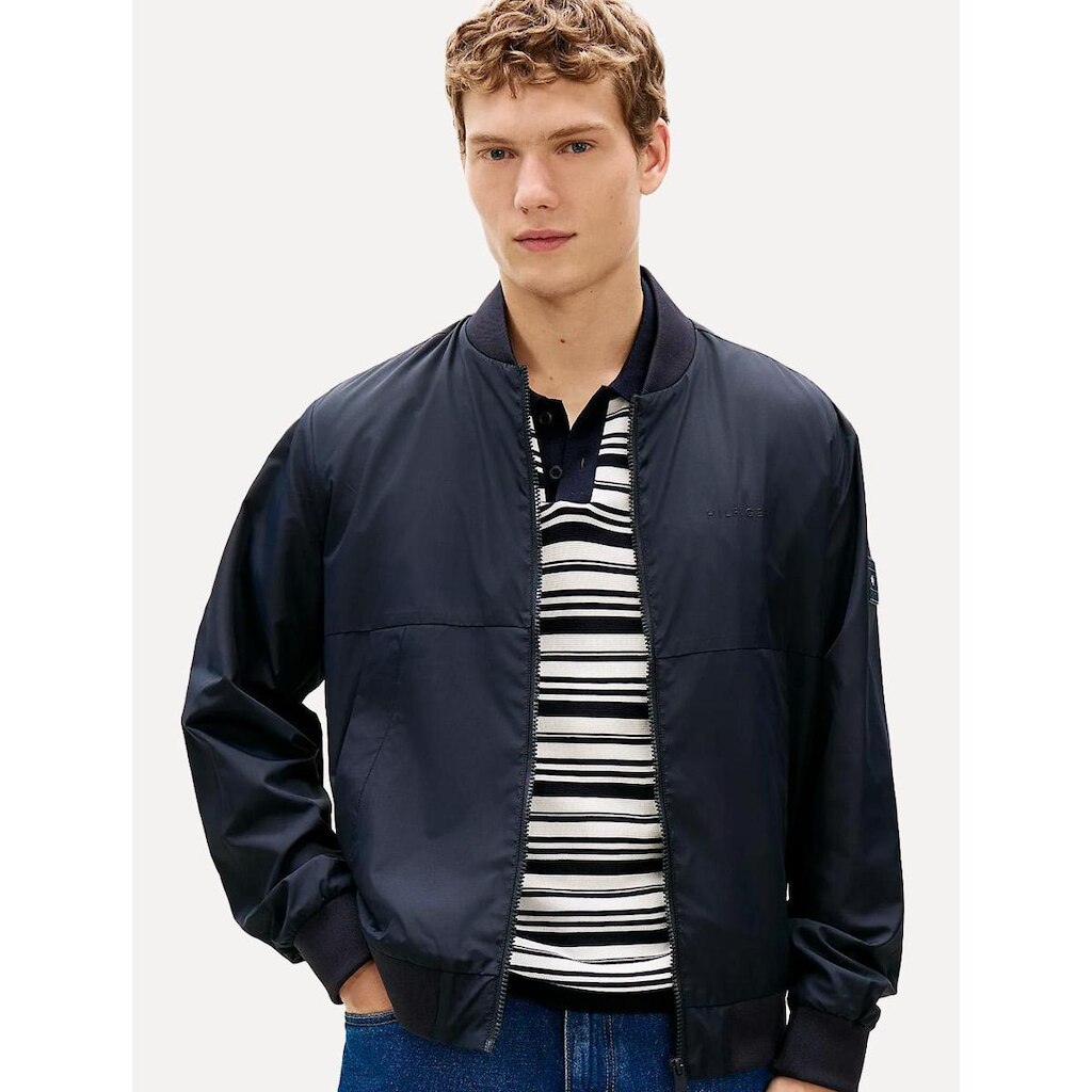 Jaqueta Tommy Hilfiger Branded Rubber Bomber Azul Marinho