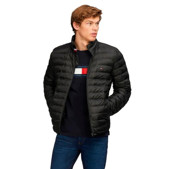 Jaqueta Tommy Hilfiger Masculina Térmica Packable Circular Preta - Preto Menor preço em Jaqueta Tommy Hilfiger Masculina Térmica Packable Circular Preta - Preto