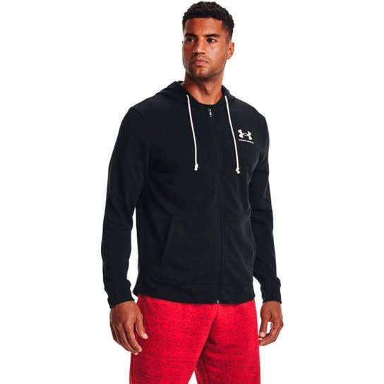 Jaqueta Under Armour Rival Terry Logo Crew Masculino - Preto Menor preço em Jaqueta Under Armour Rival Terry Logo Crew Masculino - Preto