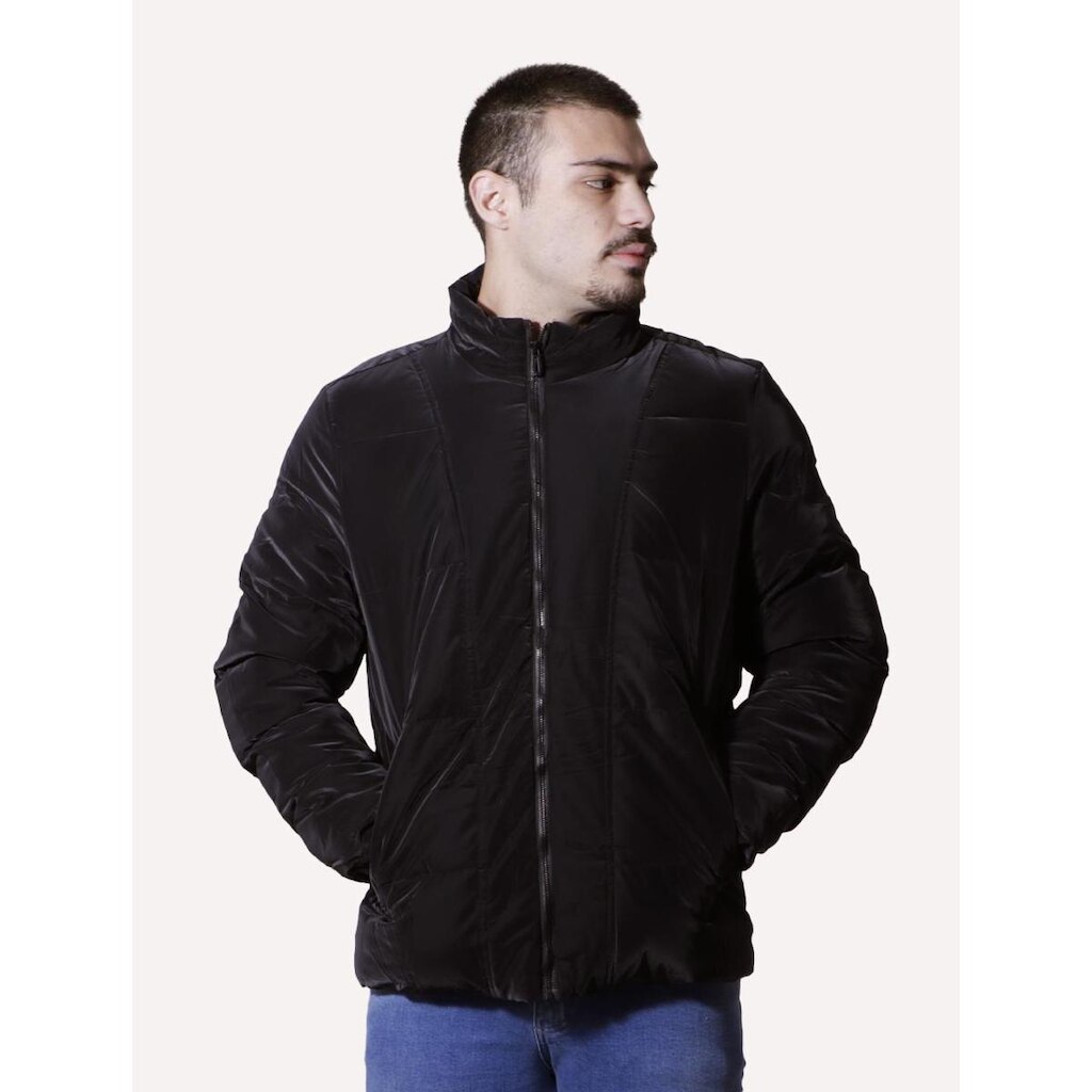 Jaqueta Victory Eagle Masculina Suede Puffer Preta