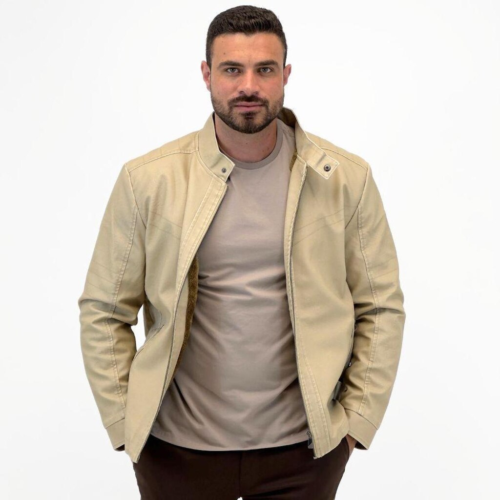 Jaqueta Vilejack em P.u Caban Forrada Masculina