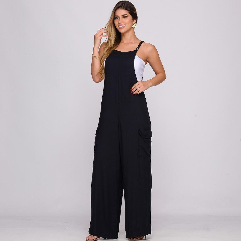 Jardineira de Viscose com Bolsos B’Bonnie Liz
