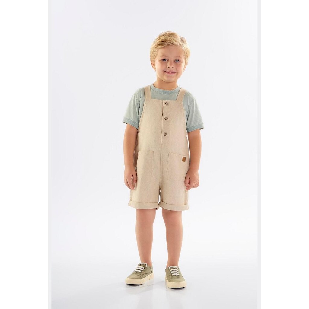 Jardineira Infantil para Menino em Linho com Elastano Up Baby