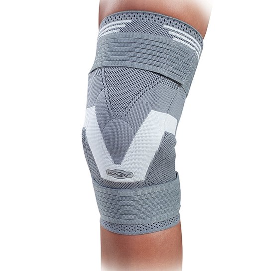 Joelheira Articulada Aligua Elastic Hinged Knee - Cinza+Branco Menor preço em Joelheira Articulada Aligua Elastic Hinged Knee - Cinza+Branco