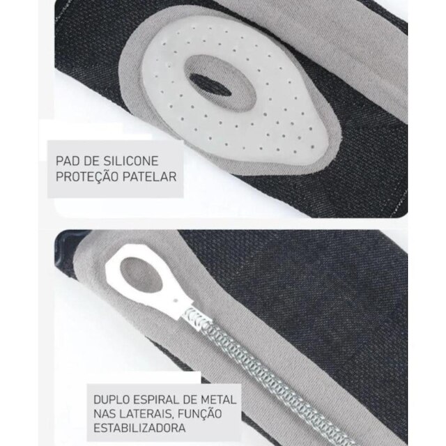 Joelheira Caneleira Longa Compressão Silicone Espiral De Aço