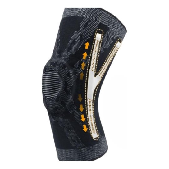 Joelheira Compressão C/ Espiral Flexível Em Y + Pad Silicone - Preto Menor preço em Joelheira Compressão C/ Espiral Flexível Em Y + Pad Silicone - Preto