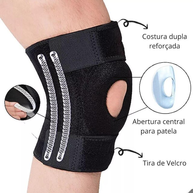 Joelheira Compressão Patelar Ortopédica Premium Dor Joelho - Preto ...
