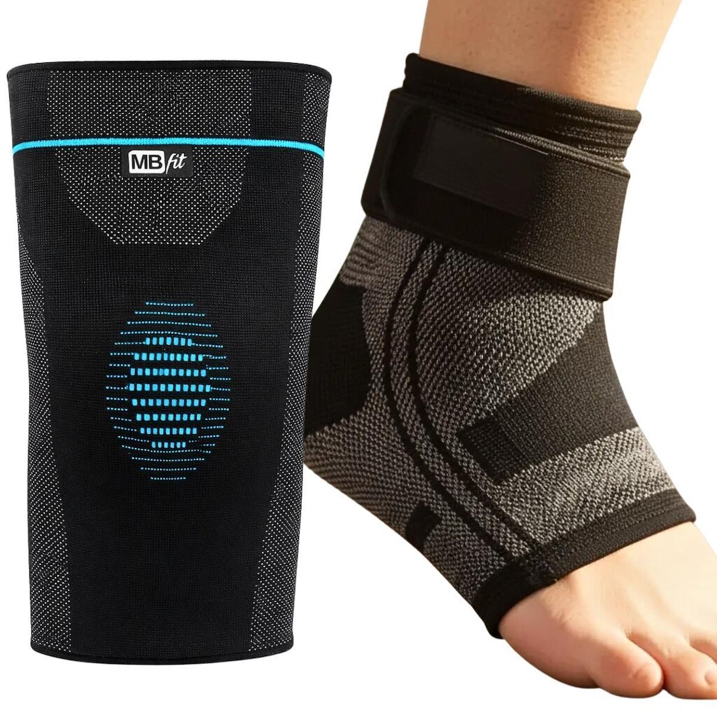 Joelheira Sense + Tornozeleira Elástica Ajustável Esporte