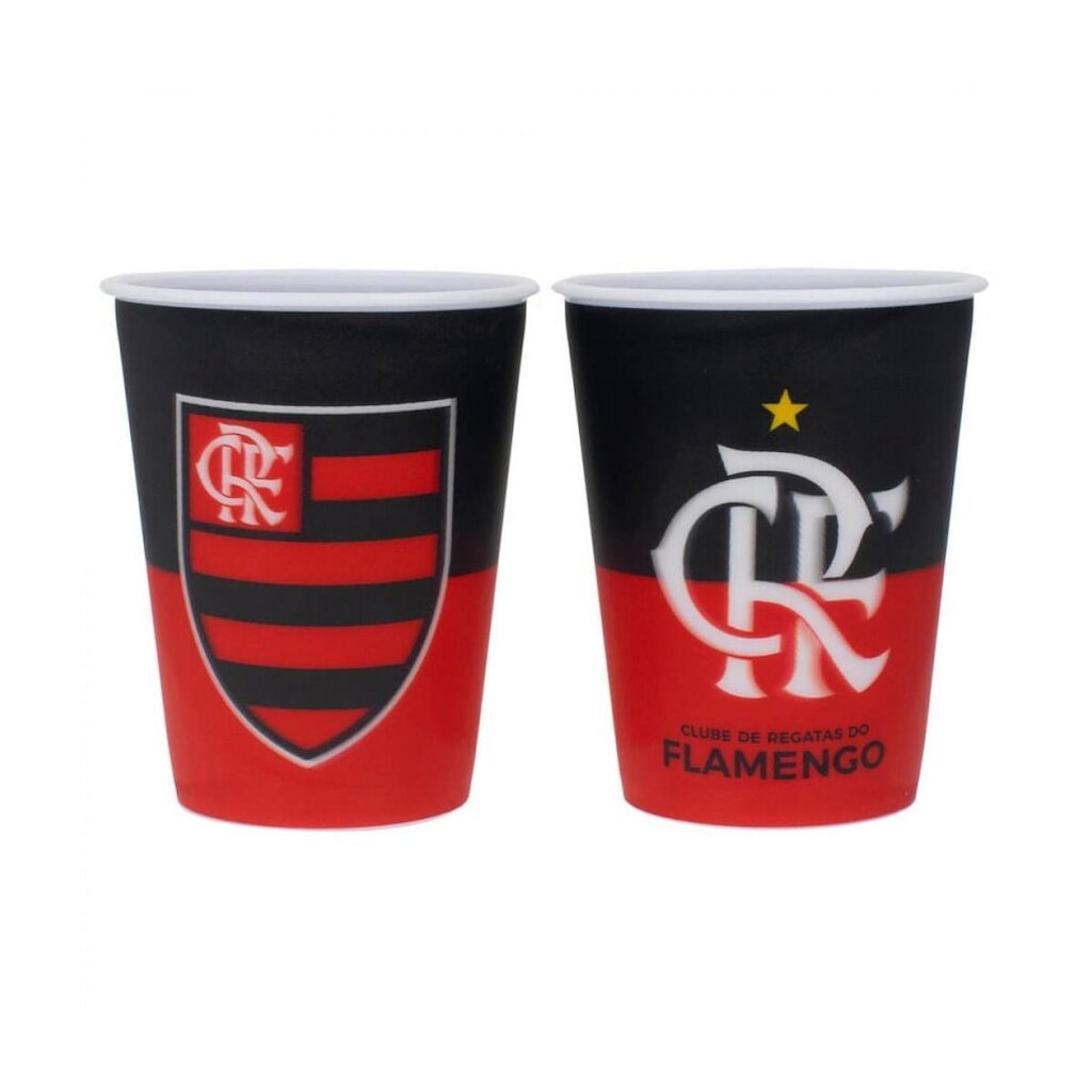 Jogo 2 Copos Plástico 3D 400ml - Flamengo
