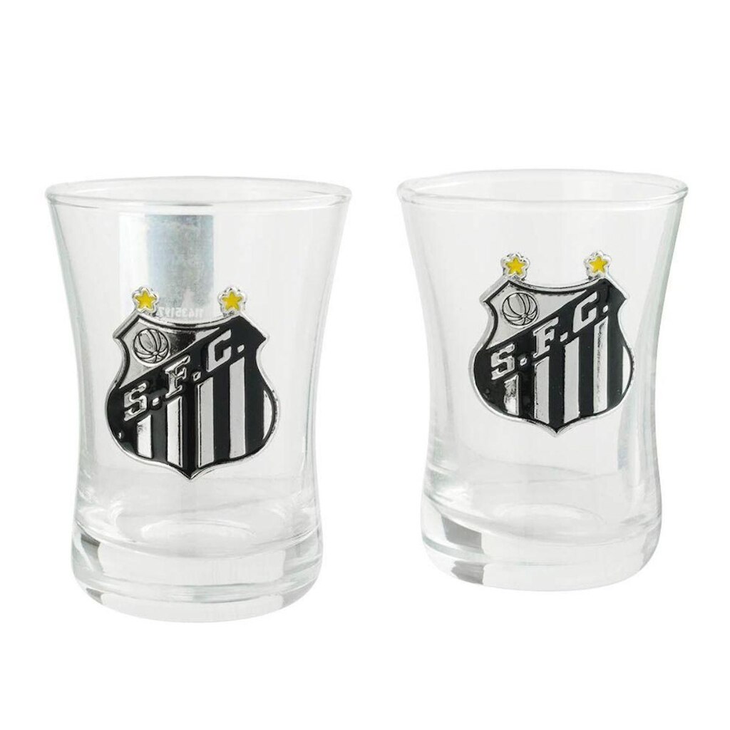 Jogo 2 Copos Shot Vidro 50ml - Santos