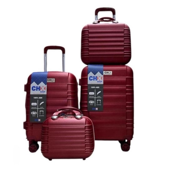 Jogo Conjunto com 2 Malas de bordo e Viagem 1 P e 1 PP com 2 Frasqueiras