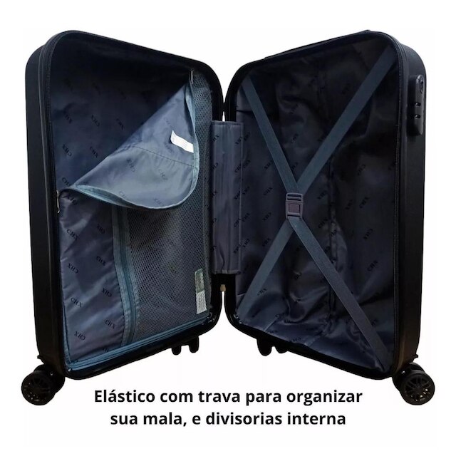 Jogo Conjunto com 2 Malas Viagem 1 P E 1 PP + 2 Frasqueiras Bordo 10k