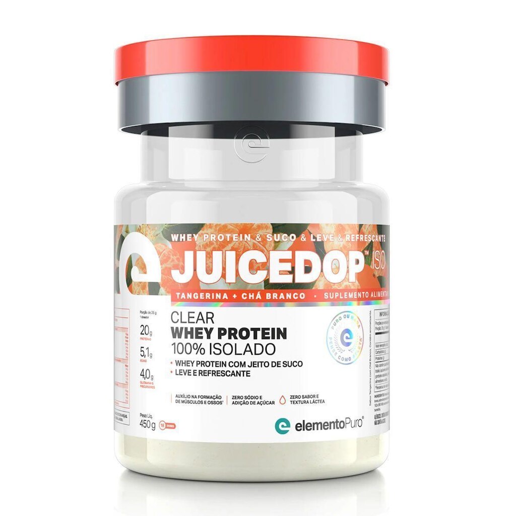 JuiceDop Whey Protein - 450g Tangerina+Chá Branco - ElementoPuro