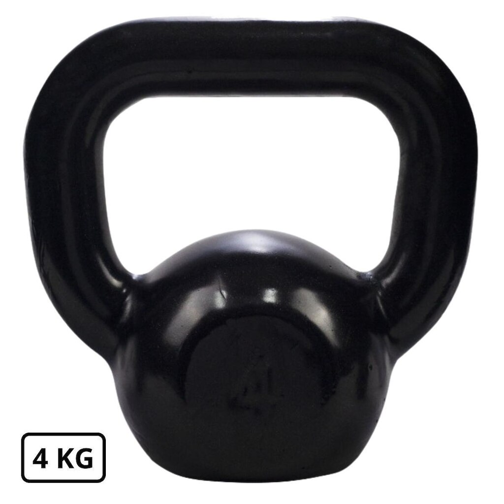 Kettlebell de Ferro Emborrachado 4 Kg Preto