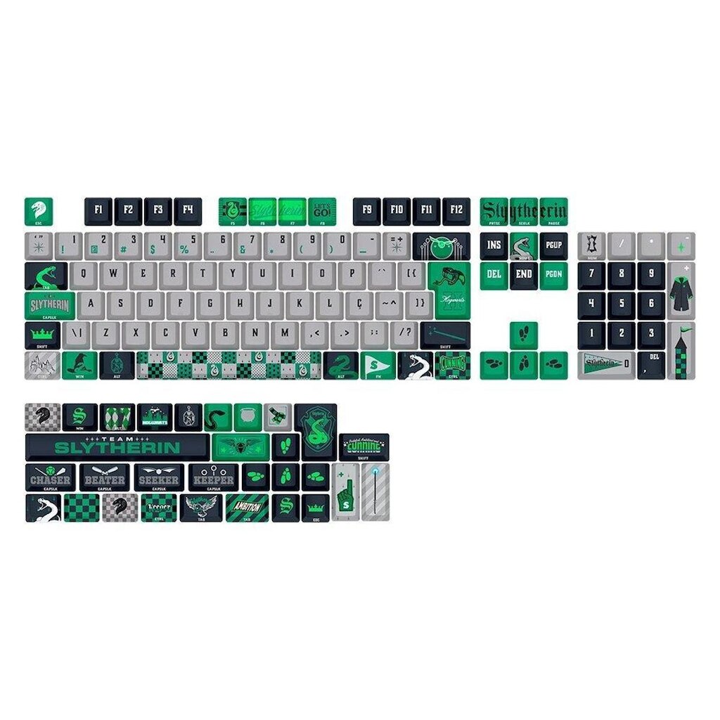 Keycap Gamer Redragon Harry Potter Sonserina, ABNT2, Cinza e Verde - HP-942