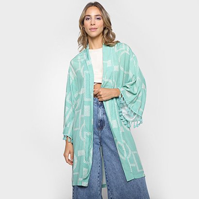 Kimono All Is Love Estampa Geométrica C/ Tassel Feminina - Feminino