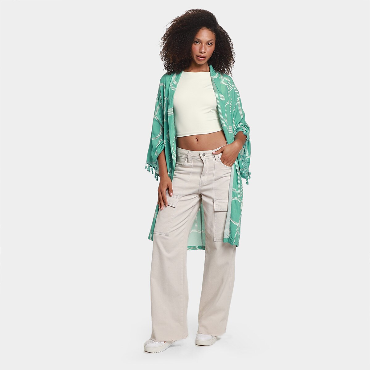 Kimono All Is Love Estampa Geométrica C/ Tassel Feminina - 4