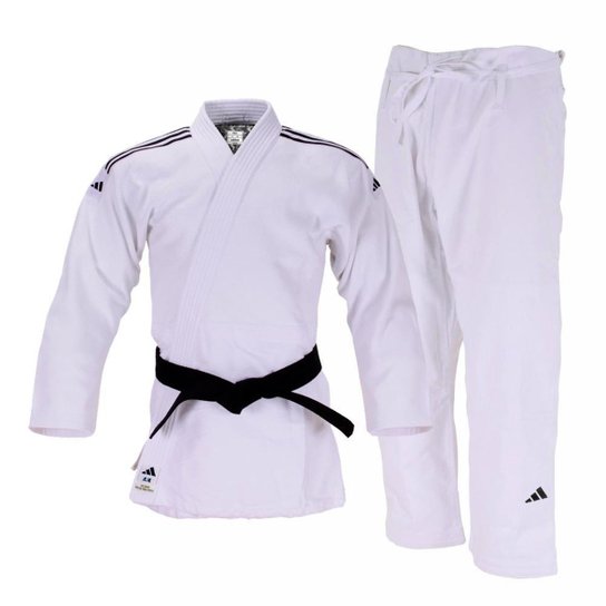 Kimono Judo adidas Quest J690 Branco com Faixas em Preto - Branco Menor preço em Kimono Judo adidas Quest J690 Branco com Faixas em Preto - Branco