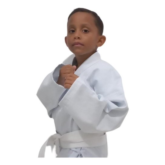 Kimono Karate Infantil/Kids Reforçado + Faixa - Branco Menor preço em Kimono Karate Infantil/Kids Reforçado + Faixa - Branco