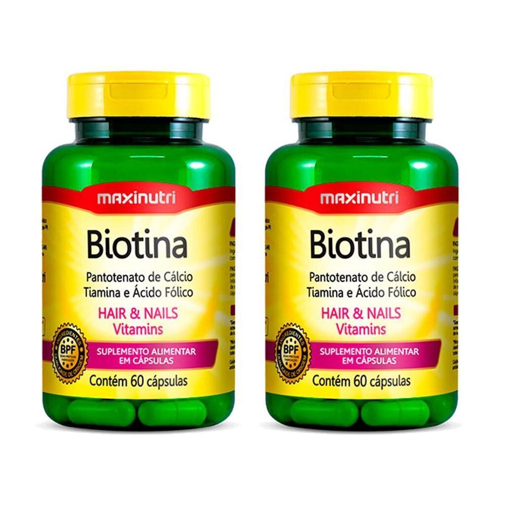 Kit 02 Biotina O Melhor para Cabelo e Unhas 60 Capsulas Maxinutri