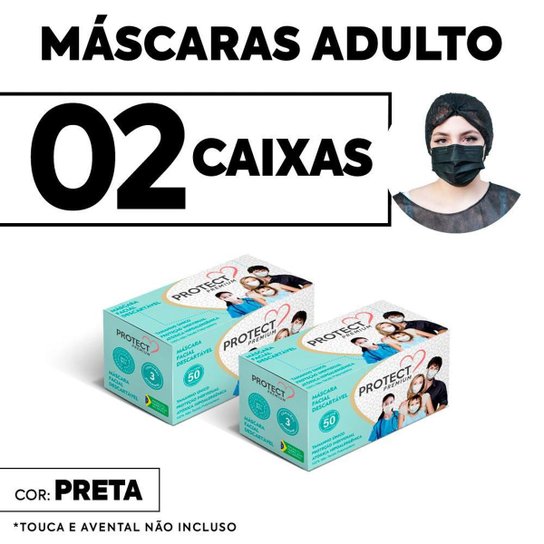 Kit 02 caixas Mascara Descartavel Cirurgica Preta c/50 cada - Sortido Menor preço em Kit 02 caixas Mascara Descartavel Cirurgica Preta c/50 cada - Sortido