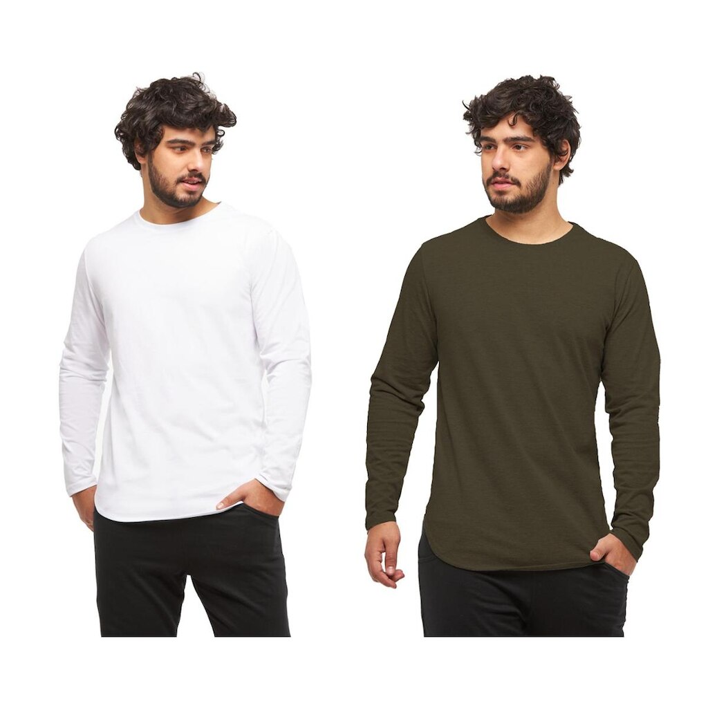 Kit 02 Camisetas Longline Manga Comprida Oversized