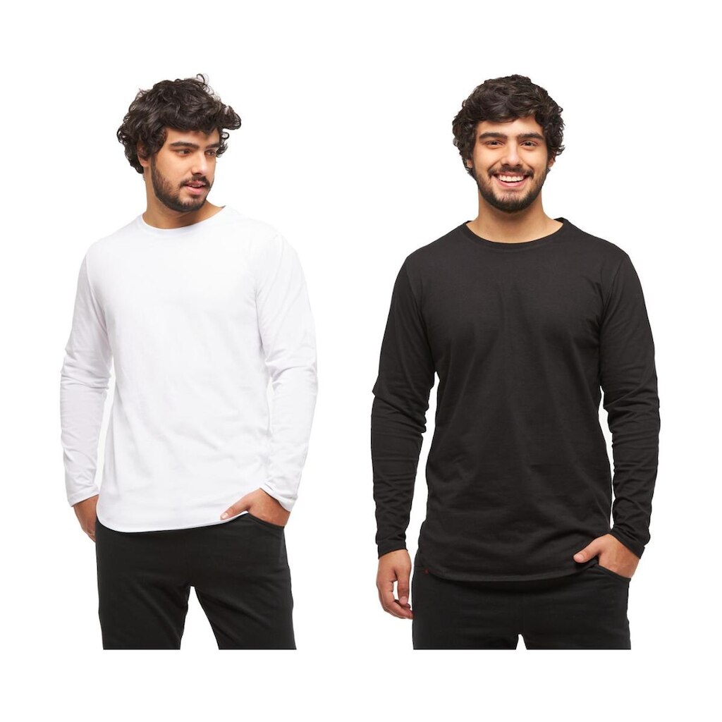 Kit 02 Camisetas Longline Manga Comprida Oversized