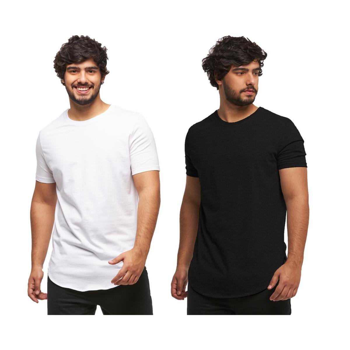 Kit 02 Camisetas Longline Manga Curta Oversized