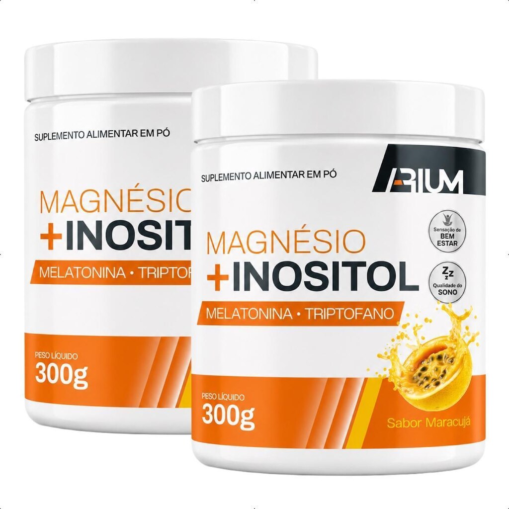 Kit 02 Magnésio e Inositol com Melatonina Arium 300gr