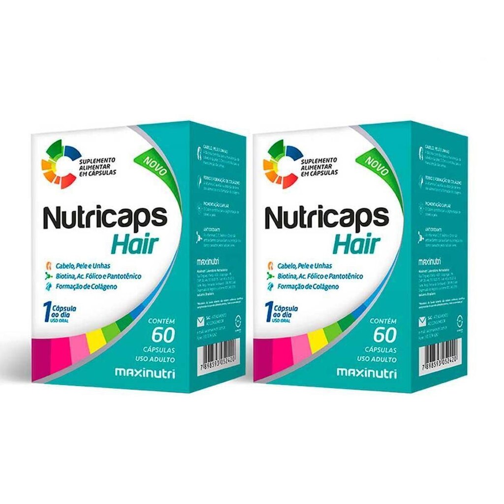 Kit 02 Nutricaps Hair Polivitaminico 60 Capsulas Maxinutri