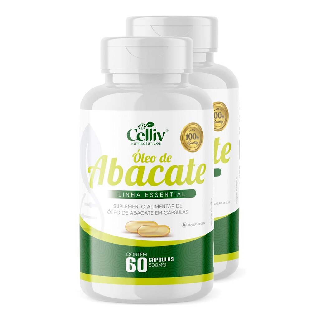 Kit 02 Óleo de Abacate Premium 60 Cápsulas de 500mg Celliv
