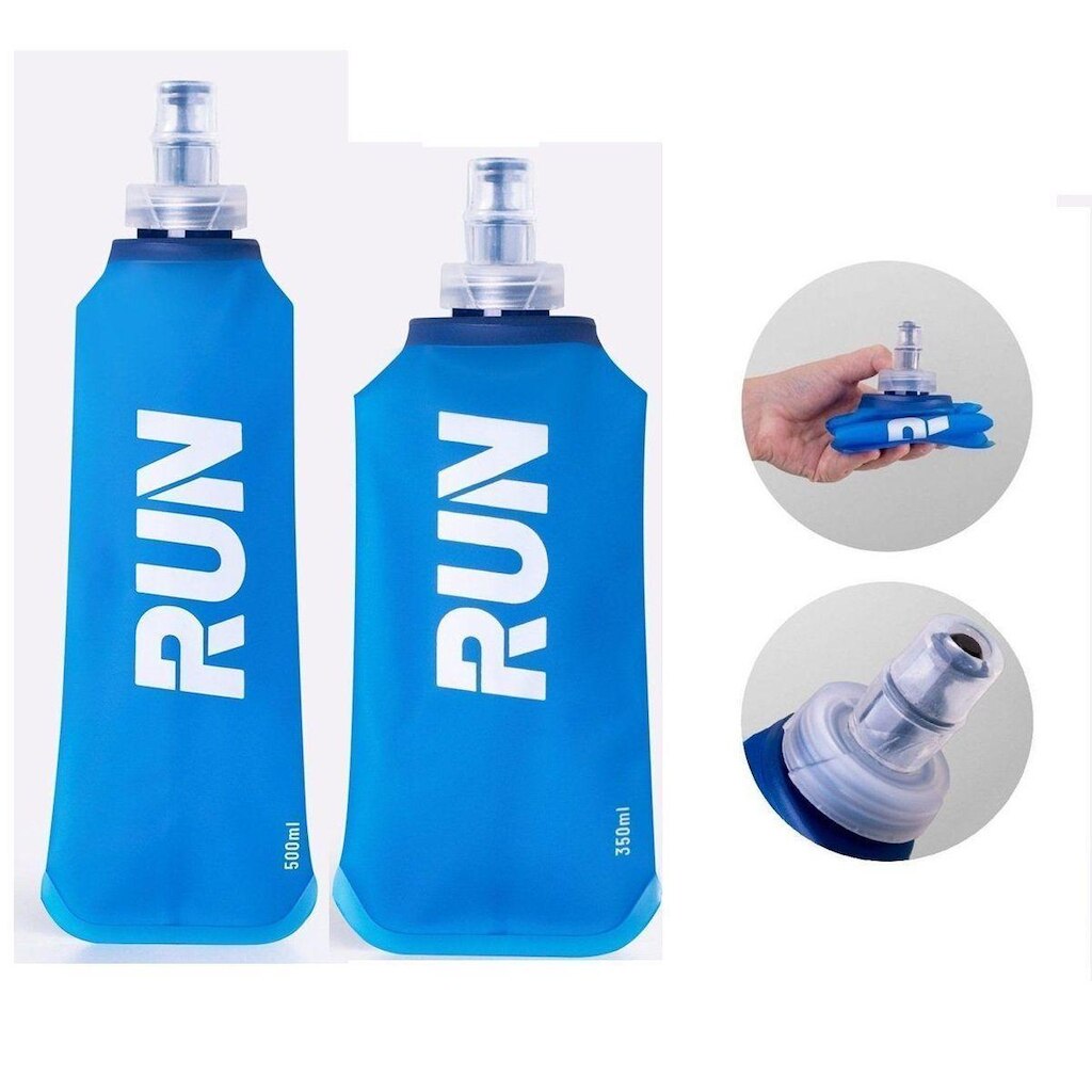 Kit 02 Soft Flask 350ML e 500ML Sherpa RUN Boca Pequena - AZUL UNICO