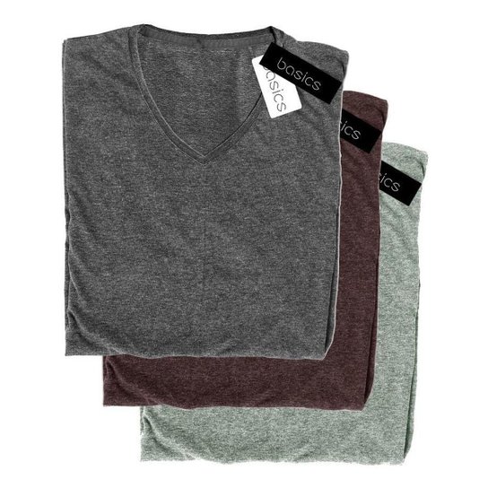 Kit 03 Camisas Camisetas Masculina Plus Size Basica Gola V - Verde+Chumbo Menor preço em Kit 03 Camisas Camisetas Masculina Plus Size Basica Gola V - Verde+Chumbo