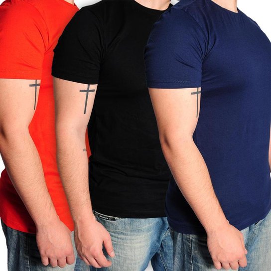 Kit 03 Camisas Camisetas Masculinas Básicas 100% Algodão - Cinza Menor preço em Kit 03 Camisas Camisetas Masculinas Básicas 100% Algodão - Cinza
