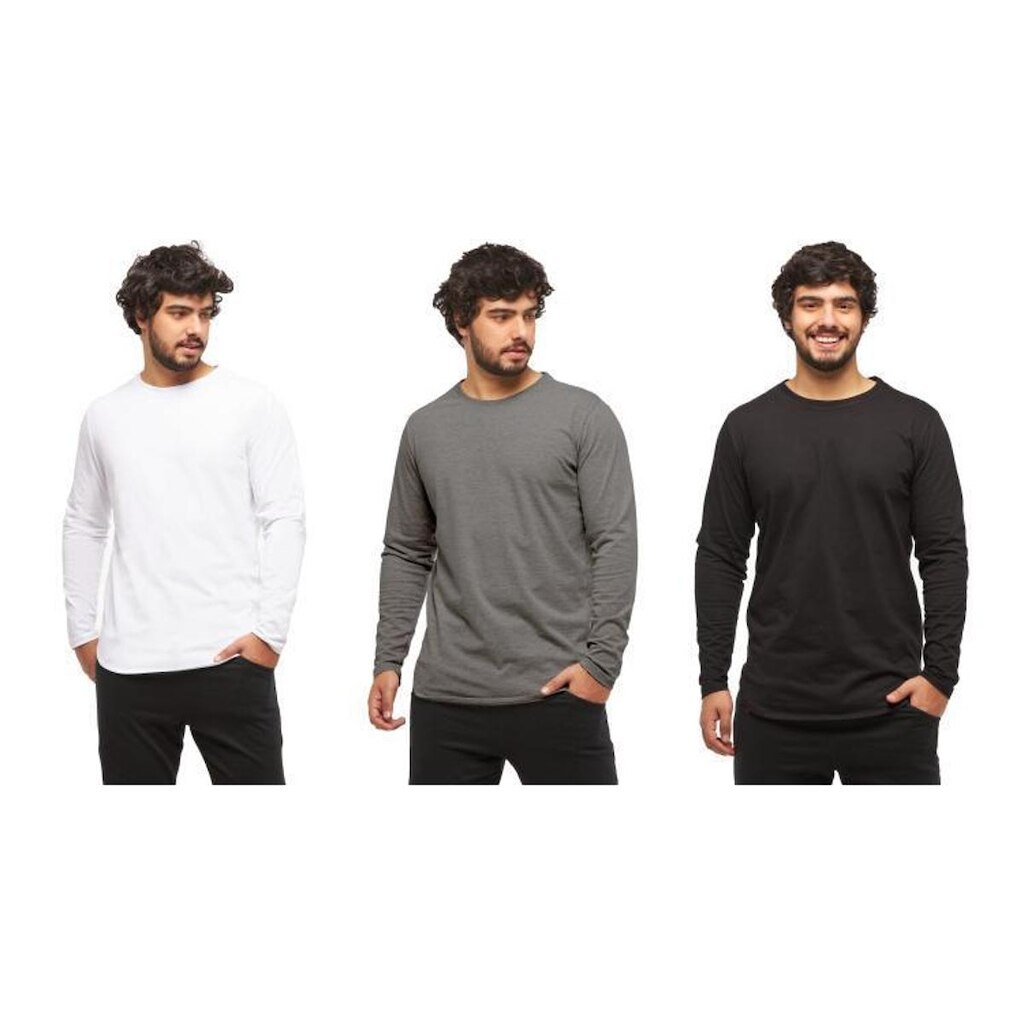 Kit 03 Camisetas Longline Blusa Manga Longa Comprida Oversized Masculina C2