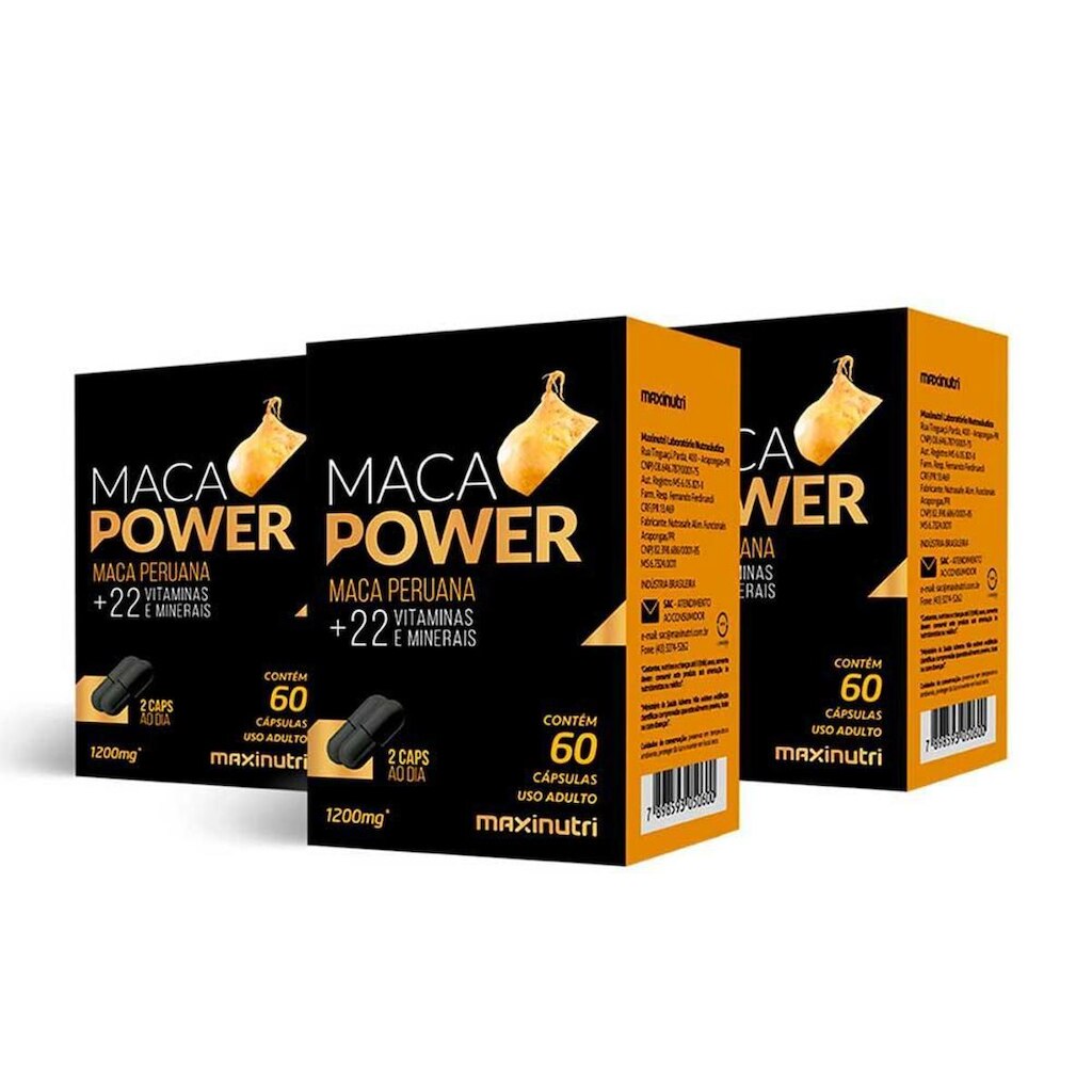 Kit 03 Maca Power 1200mg Vitaminas e Minerais Maxinutri