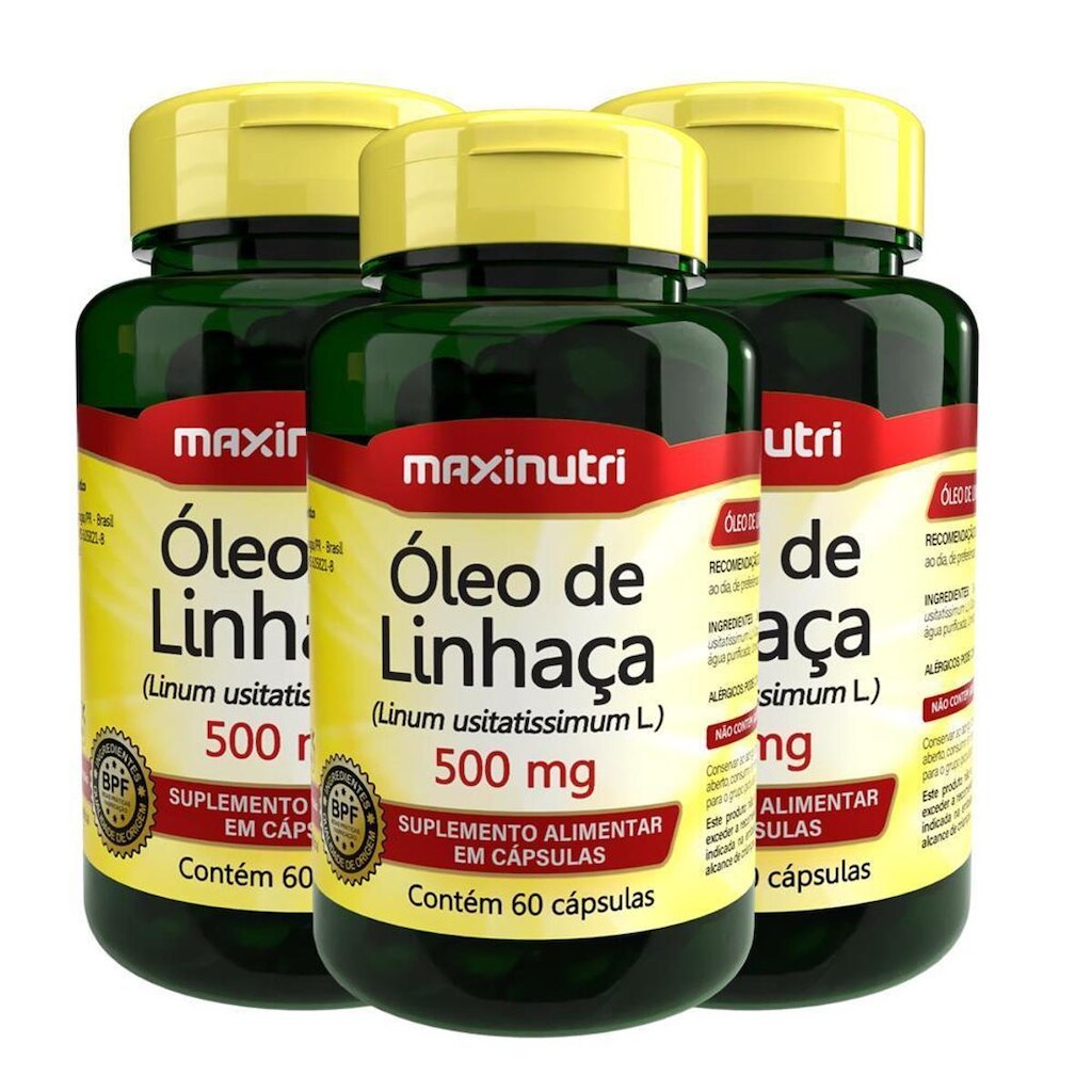 Kit 03 Óleo de Linhaça 60 Capsulas 500mg Maxinutri
