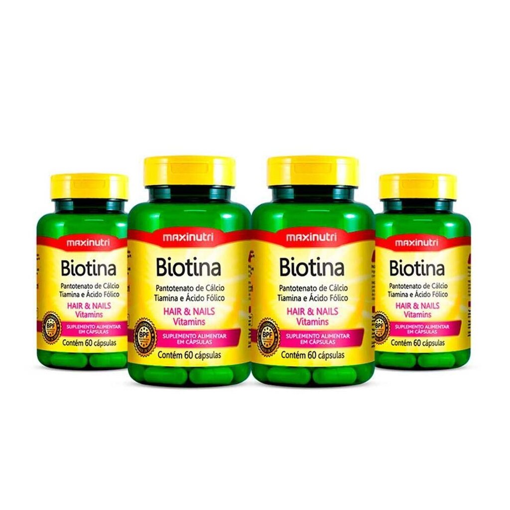 Kit 04 Biotina O Melhor para Cabelo e Unhas 60 Capsulas Maxinutri