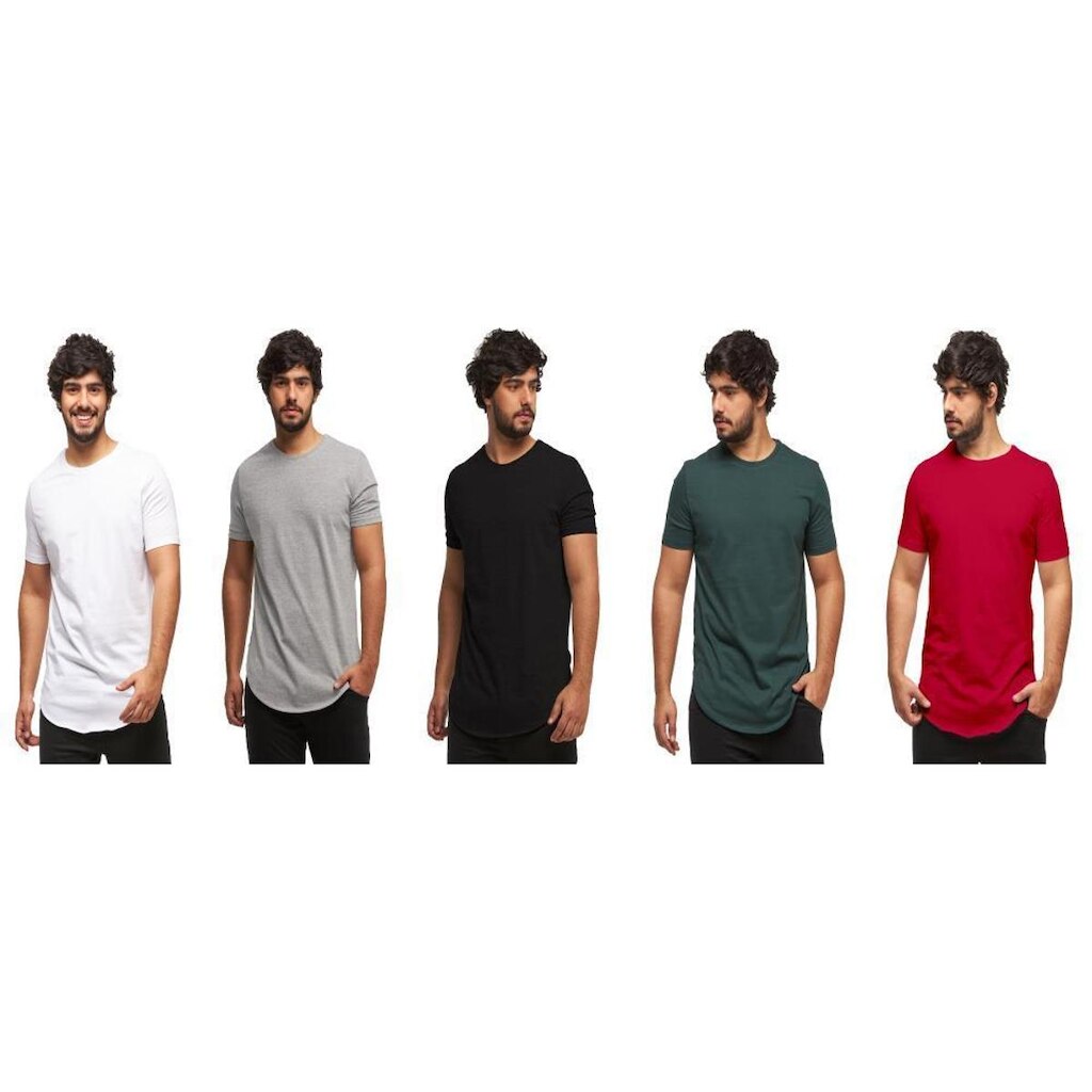 KIT 05 CAMISETAS LONGLINE MANGA CURTA-EXG