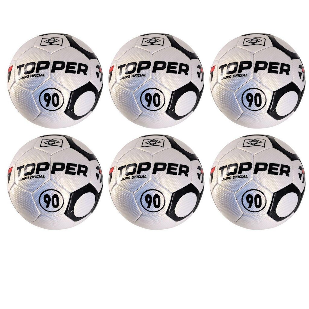 Kit 06 Bola De Futebol Campo Topper 90 Oficial Costurada à Mão