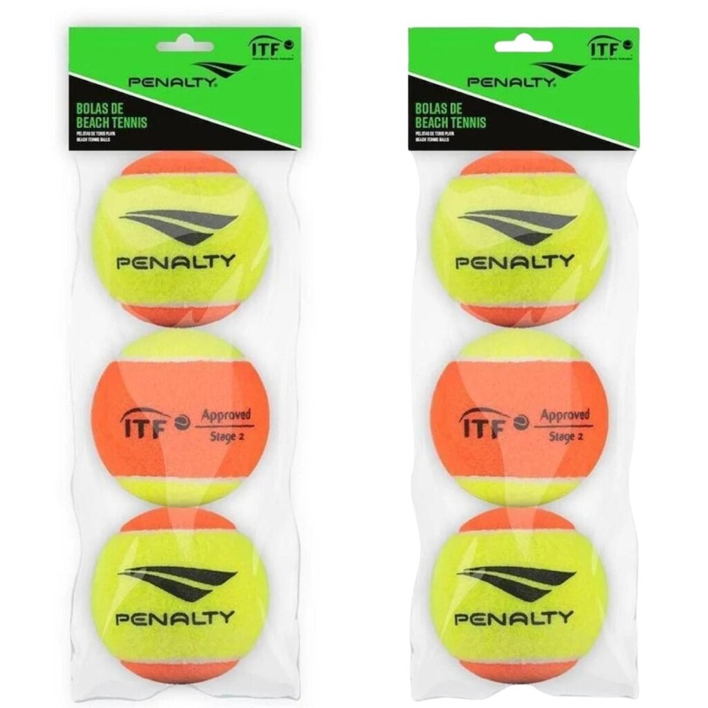 Kit 06 Bolas De Beach Tênnis Penalty XXII Pack 6 Unidades