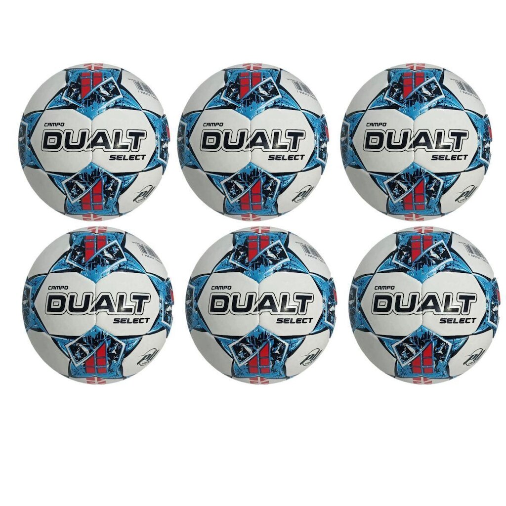 Kit 06 Bolas De Futebol Campo Dualt Select Pro Costurada á Mão