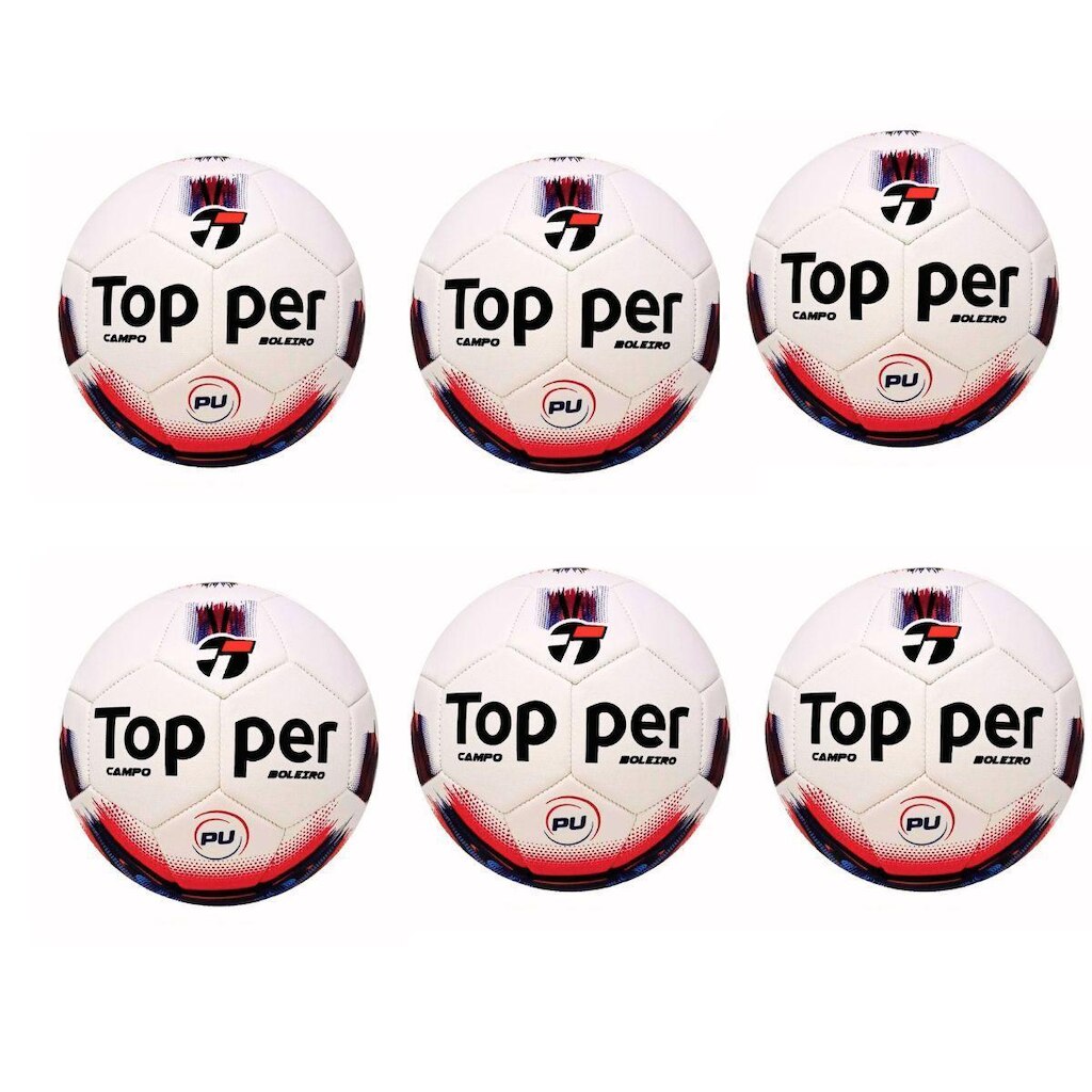 Kit 06 Bolas De Futebol Campo Topper Boleiro Hibrid