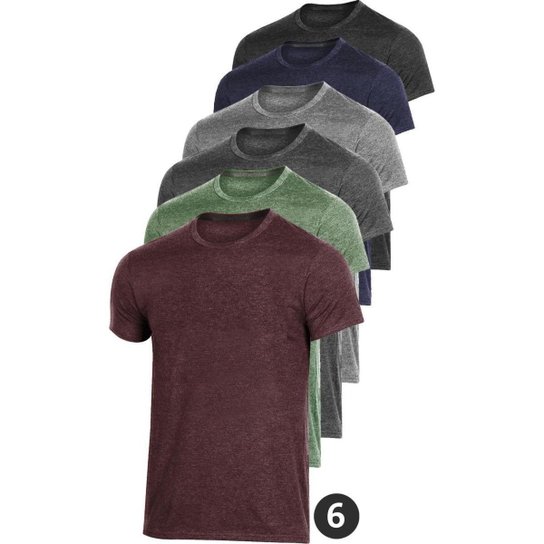 Kit 06 Camisetas Masculina Camisa Slim Fit Lisa Basic Basica - Mist Menor preço em Kit 06 Camisetas Masculina Camisa Slim Fit Lisa Basic Basica - Mist