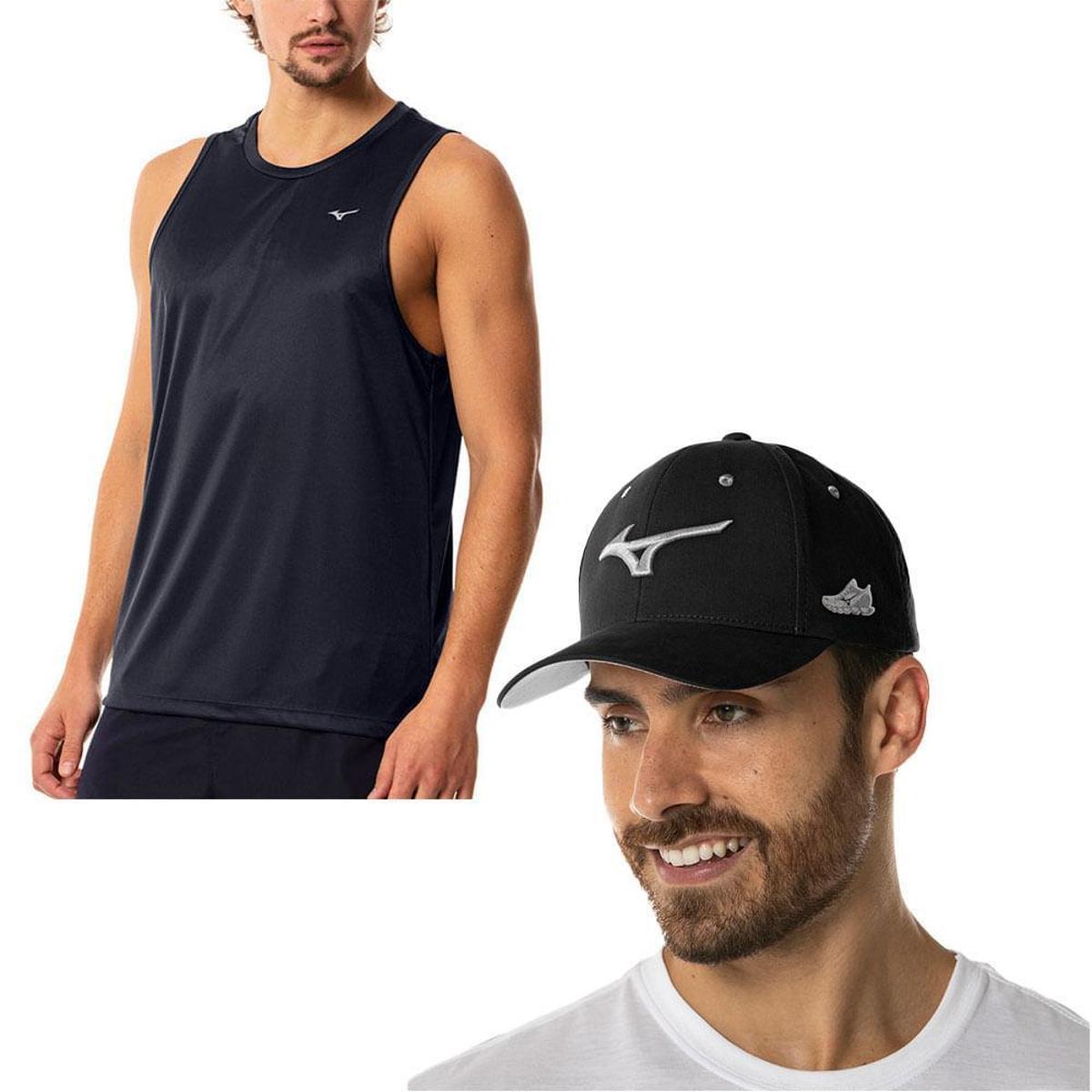 Kit 1 Regata Masculina Mizuno Energy e 1 Boné Prime Menor preço em Kit 1 Regata Masculina Mizuno Energy e 1 Boné Prime