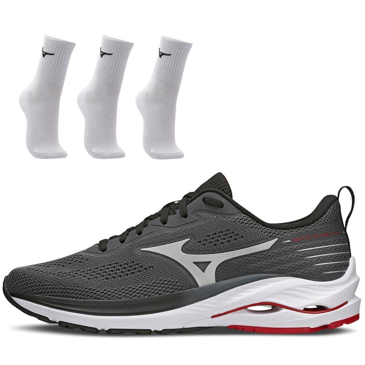Kit 1 Tênis de Corrida Masculino Mizuno Wave Vitality 4 e 3 Pares de Meia Cano Médio Menor preço em Kit 1 Tênis de Corrida Masculino Mizuno Wave Vitality 4 e 3 Pares de Meia Cano Médio