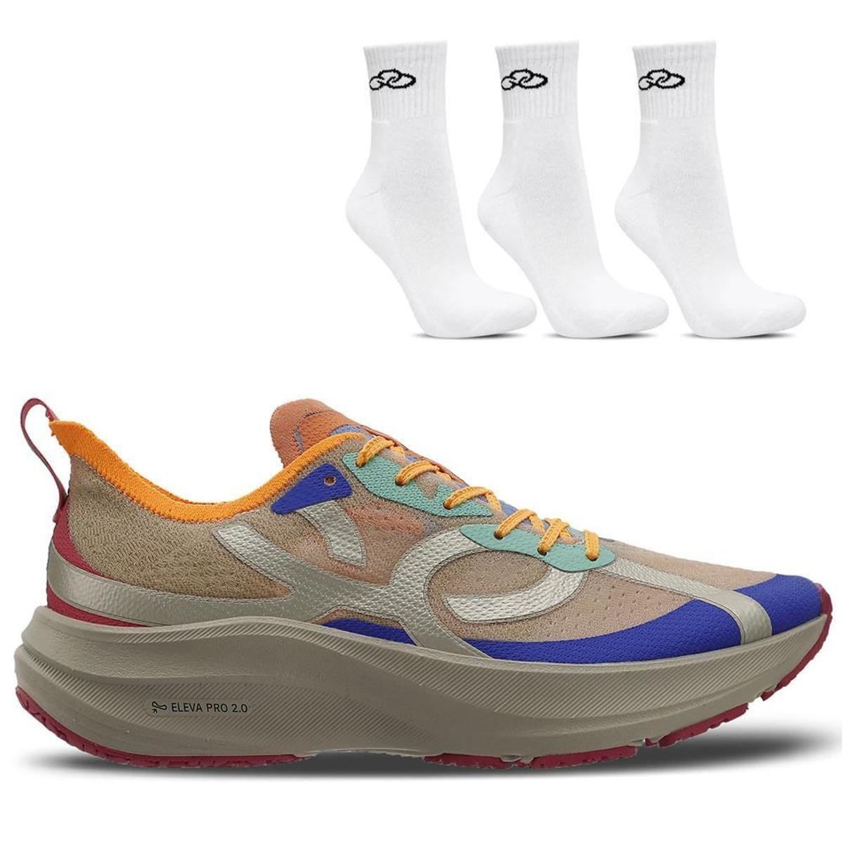 Kit 1 Tênis Olympikus Corre 4 e 3 pares de meias cano médio